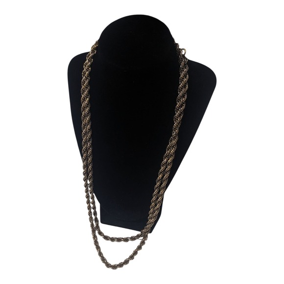 Monet Vintage Gold Tone Rope Chain Necklace Long Strand Fashion Jewelry - Picture 1 of 5